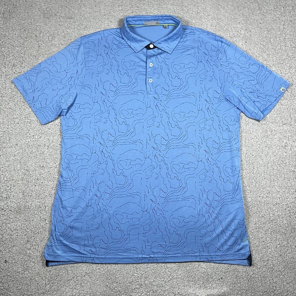 Tasc Performance Polo Shirt Mens XL Blue All Over Print Performance Modal